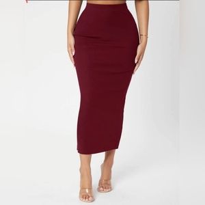 SHEIN PETITE High Waisted Solid Knit Fitted Midi Pencil Skirt-(Petite Large)